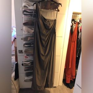 Dark Grey One Shoulder Evening Dress